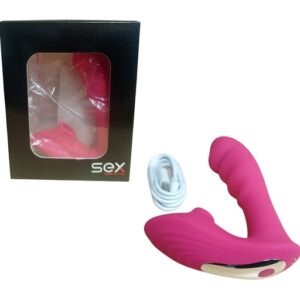 VIBRADOR DOBLE CON SUCCIONADOR FUCSIA (13CM) GSV-27